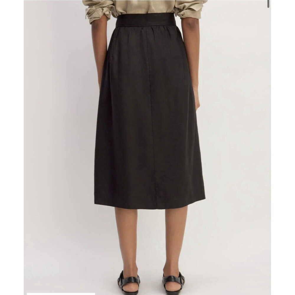 NWT Everlane The Linen Wrap Skirt 100% Linen Size 2 Black - Picture 4 of 12